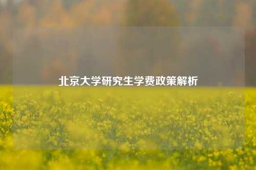 北京大学研究生学费政策解析