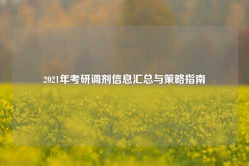 2021年考研调剂信息汇总与策略指南
