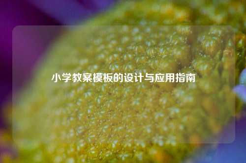 小学教案模板的设计与应用指南